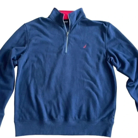 Nautica quarter zip sweatshirt. Navy w/ red logo. Super soft! Men’s size XL - Picture 10 of 10